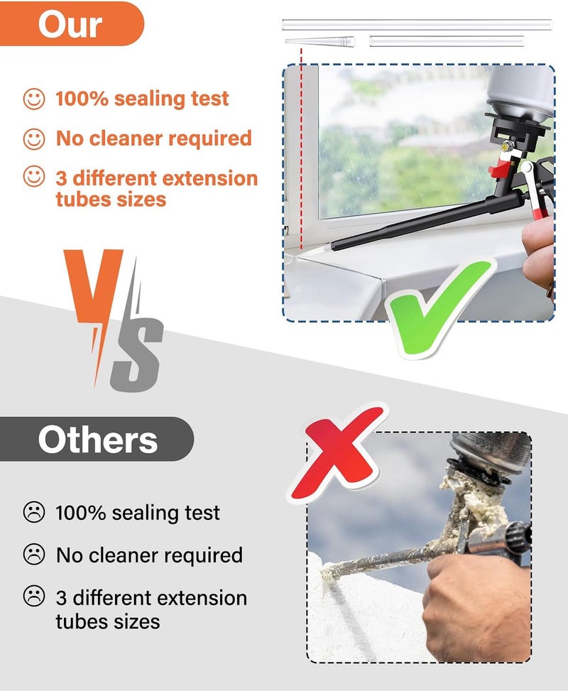 Lytool 2pcs Foam Gun, Expanding Foam Spray Gun with Extension Tube, PU Foam Gun Applicator, No-Clean Foam Spray Gun, Teflon Coated Foam Gun for Caulking Foam Gun, Gap Filler Spray Gun - Image 5